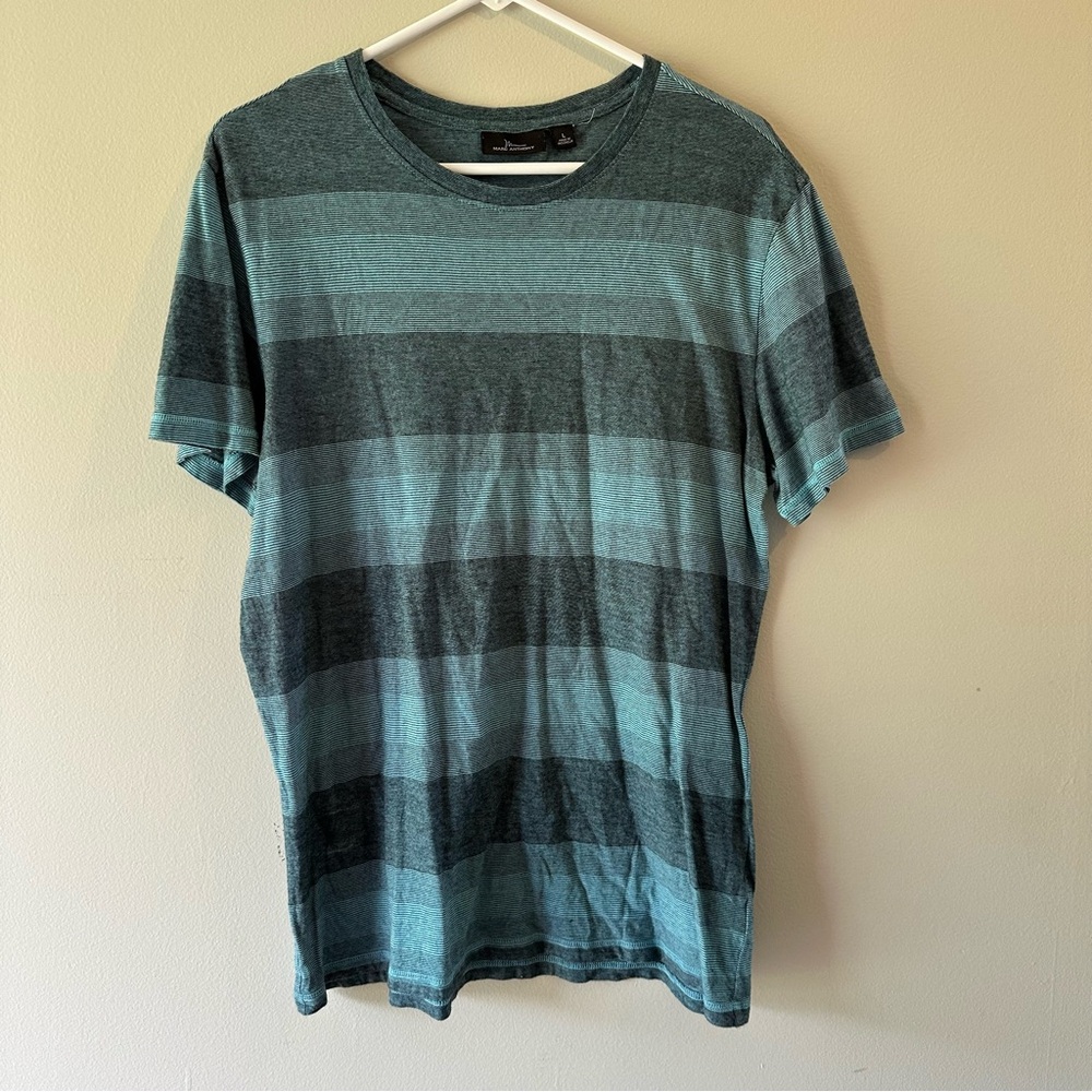 Men's Striped Blue and Gray T-Shirt